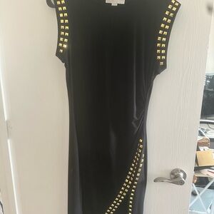 Michael Kors Black Dress with Gold Studs